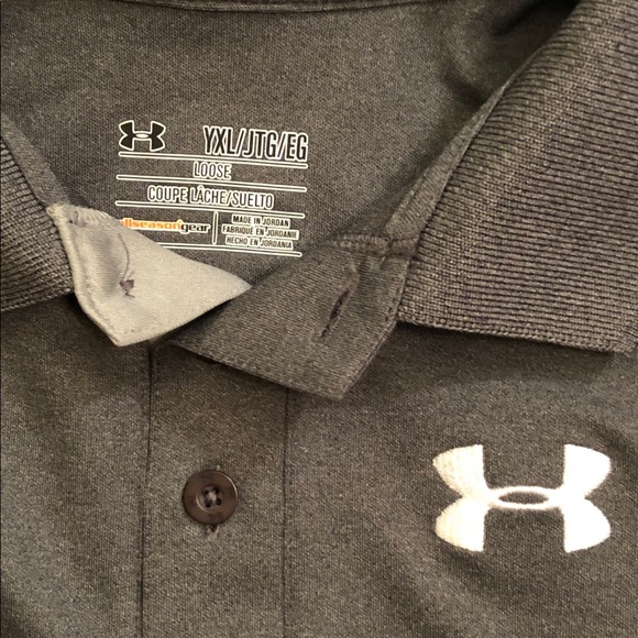 UNDER ARMOUR LONG SLEEVE BUTTON GOLF POLO XL GREY - Picture 2 of 7